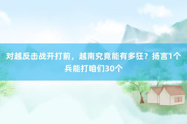 对越反击战开打前，越南究竟能有多狂？扬言1个兵能打咱们30个