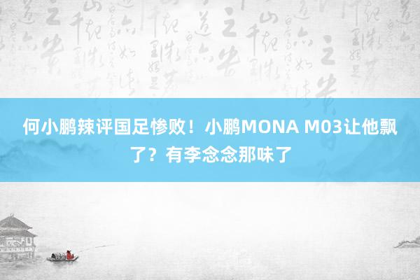 何小鹏辣评国足惨败！小鹏MONA M03让他飘了？有李念念那味了