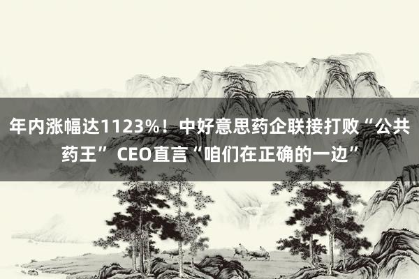 年内涨幅达1123%！中好意思药企联接打败“公共药王” CEO直言“咱们在正确的一边”